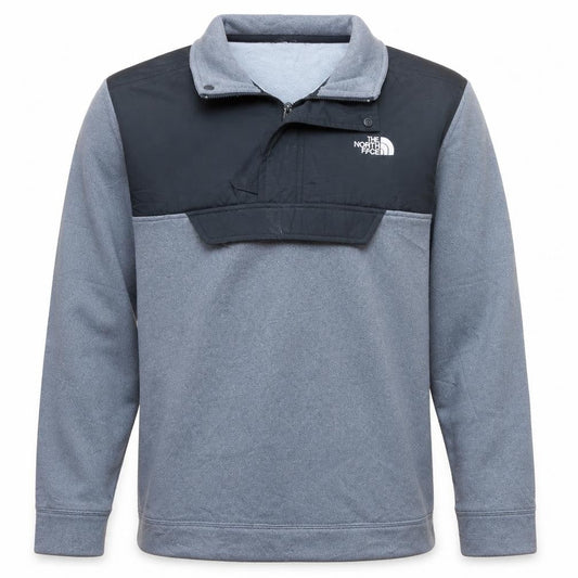 Front view of The North Face boys’ grey xl pullover fleece quarter zip sweatshirt