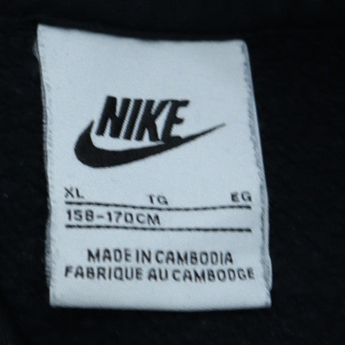 Nike Boys Black & Grey Pullover Hoodie XL (158-170cm) Fleece Logo Sweatshirt