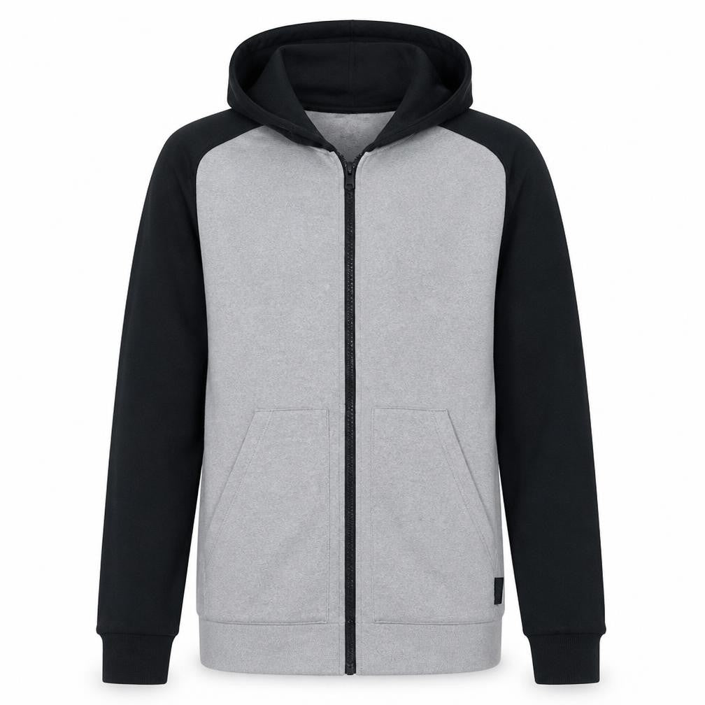 Reebok Men Grey Full Zip Hoodie L Regular Fit Sweatshirt