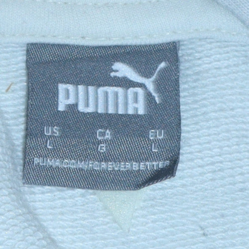 Puma Men’s White Pullover Hoodie Size L Cotton Blend Regular Fit