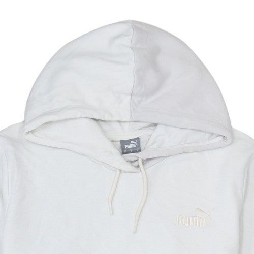 Puma Men’s White Pullover Hoodie Size L Cotton Blend Regular Fit