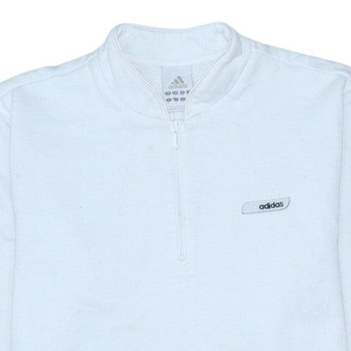 Adidas Women White 1/2 Zip Pullover Sweatshirt UK 14