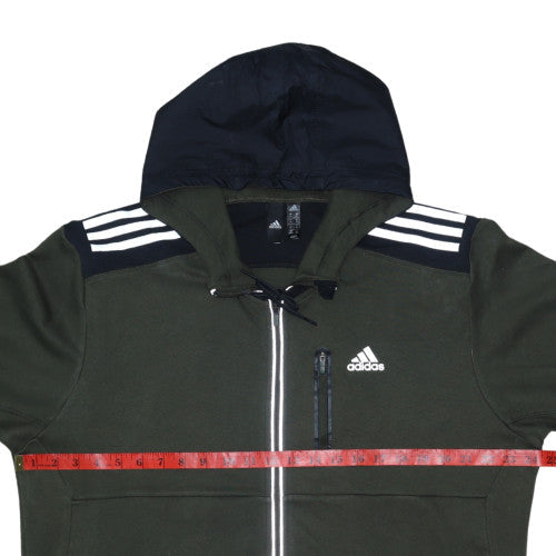 Adidas Men’s Green Full Zip Hoodie XL Sports Fleece Sweatshirt