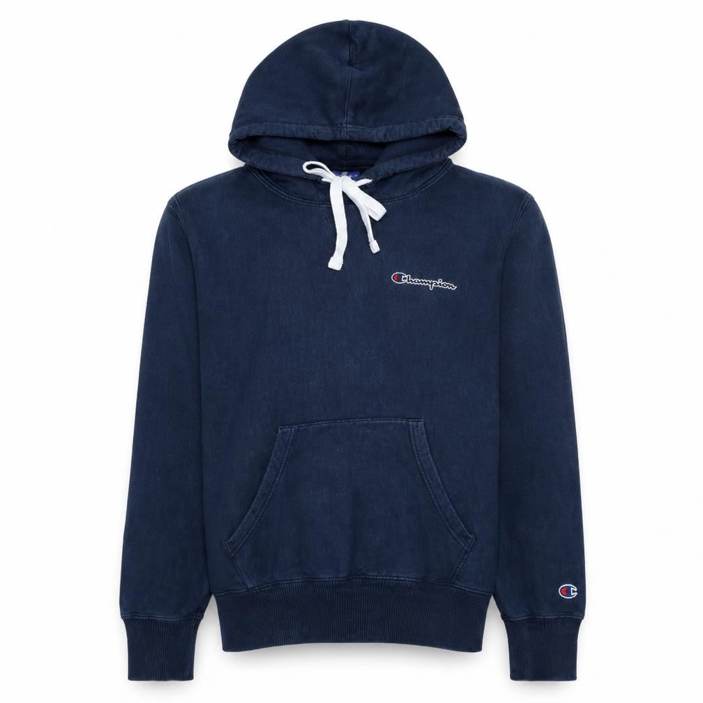 Champion Men's Blue Pullover Hoodie Medium Logo Cotton Fleece