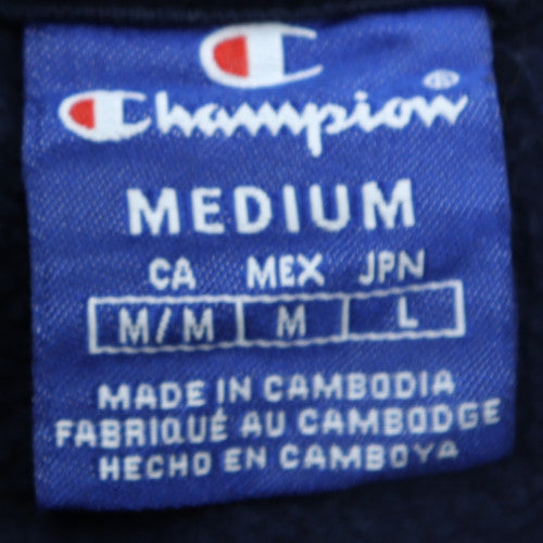 Champion Men's Blue Pullover Hoodie Medium Logo Cotton Fleece