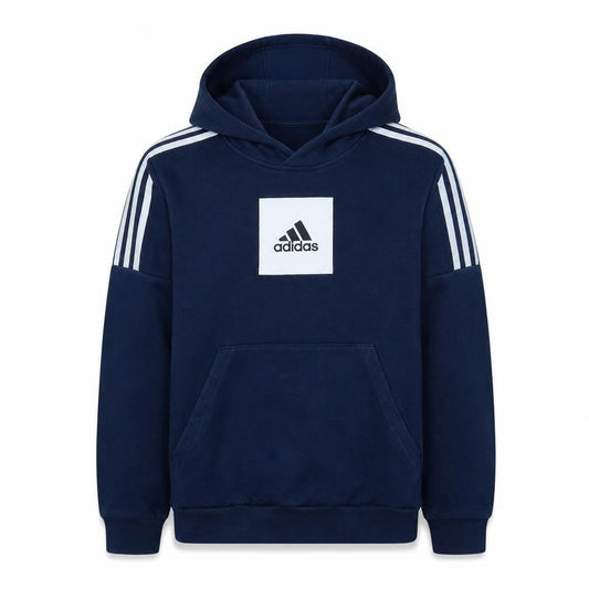 Adidas Boys Blue Pullover Hoodie Sweatshirt Size 13-14 Years Cotton Blend