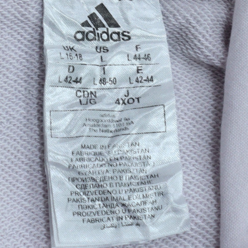 Adidas Women White Pullover Hoodie L Logo Hooded Sweatshirt