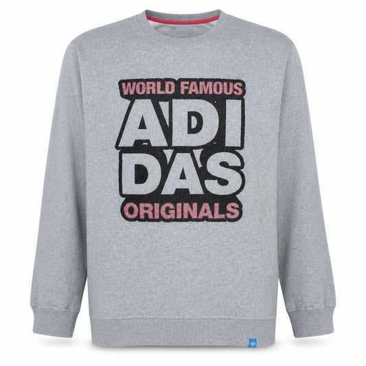 Adidas Originals Mens Grey Graphic Print Crew Neck Sweatshirt L