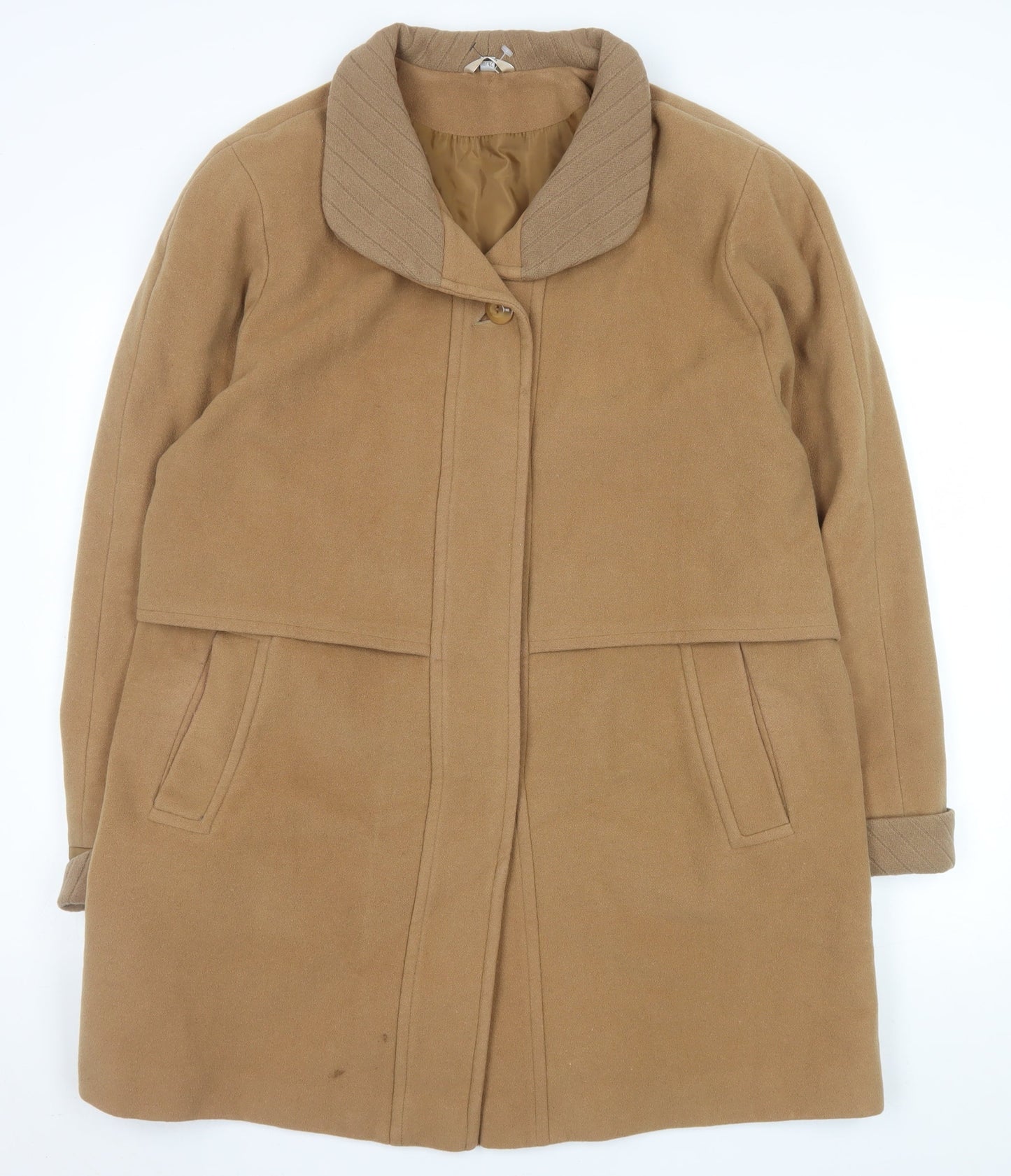 Klass Collection Women's Beige Wool Blend Overcoat Size 16