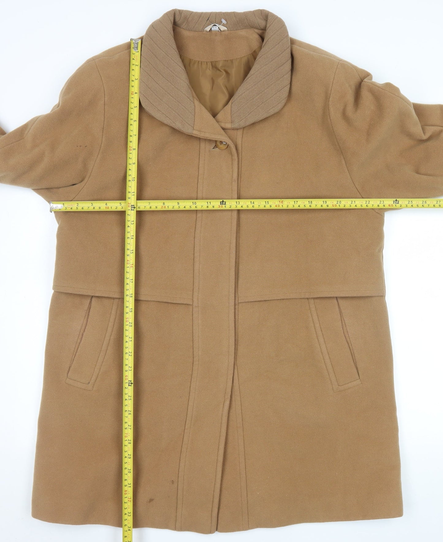 Klass Collection Women's Beige Wool Blend Overcoat Size 16