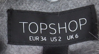 Topshop Womens Grey Faux Fur Collar Long Coat Size 6