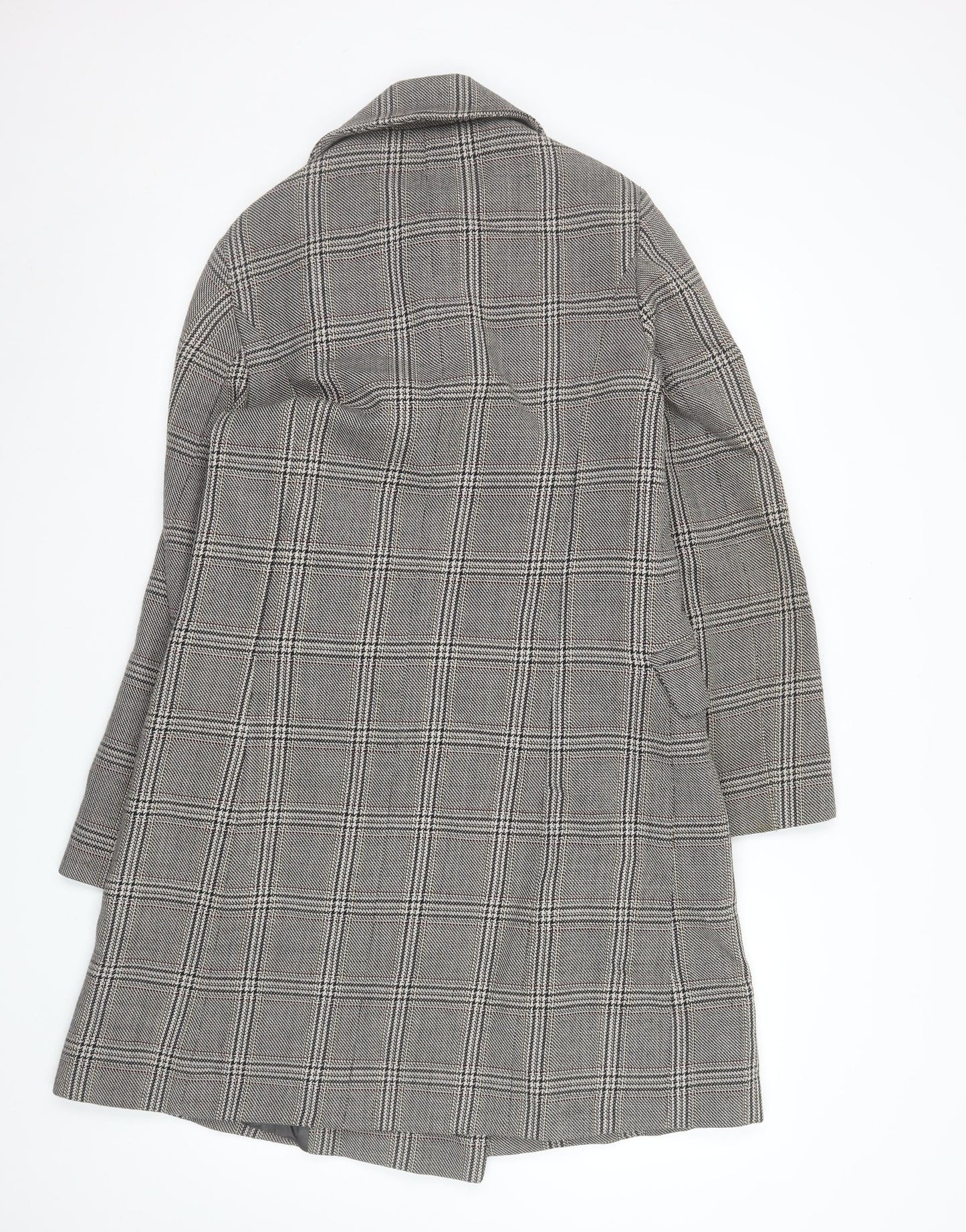 Farhi by Nicole Farhi Women's Grey Wool Checked Long Trench Coat Size 12