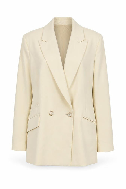 Topshop Women’s Beige Double-Breasted Blazer UK 6 Peak Lapel Tailored Jacket