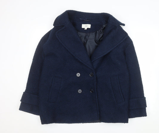 Marks and Spencer Women's Blue Wool Blend Pea Coat Size 14