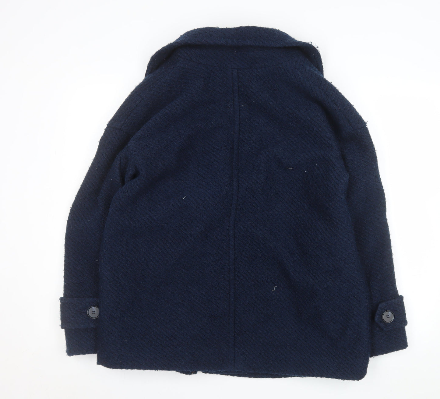 Marks and Spencer Women's Blue Wool Blend Pea Coat Size 14
