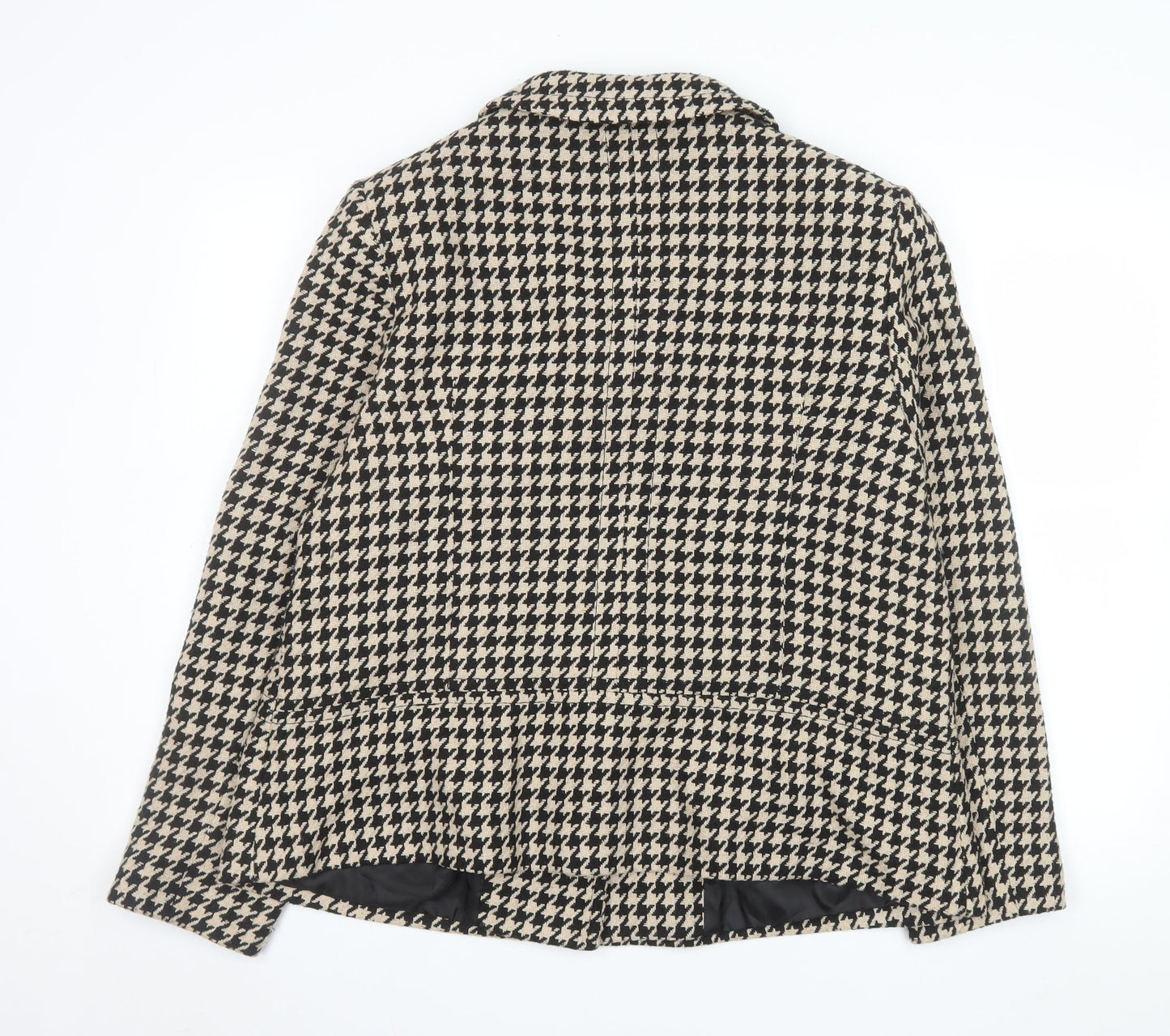 EWM Women’s Beige Black Houndstooth Wool Blend Blazer Size 20