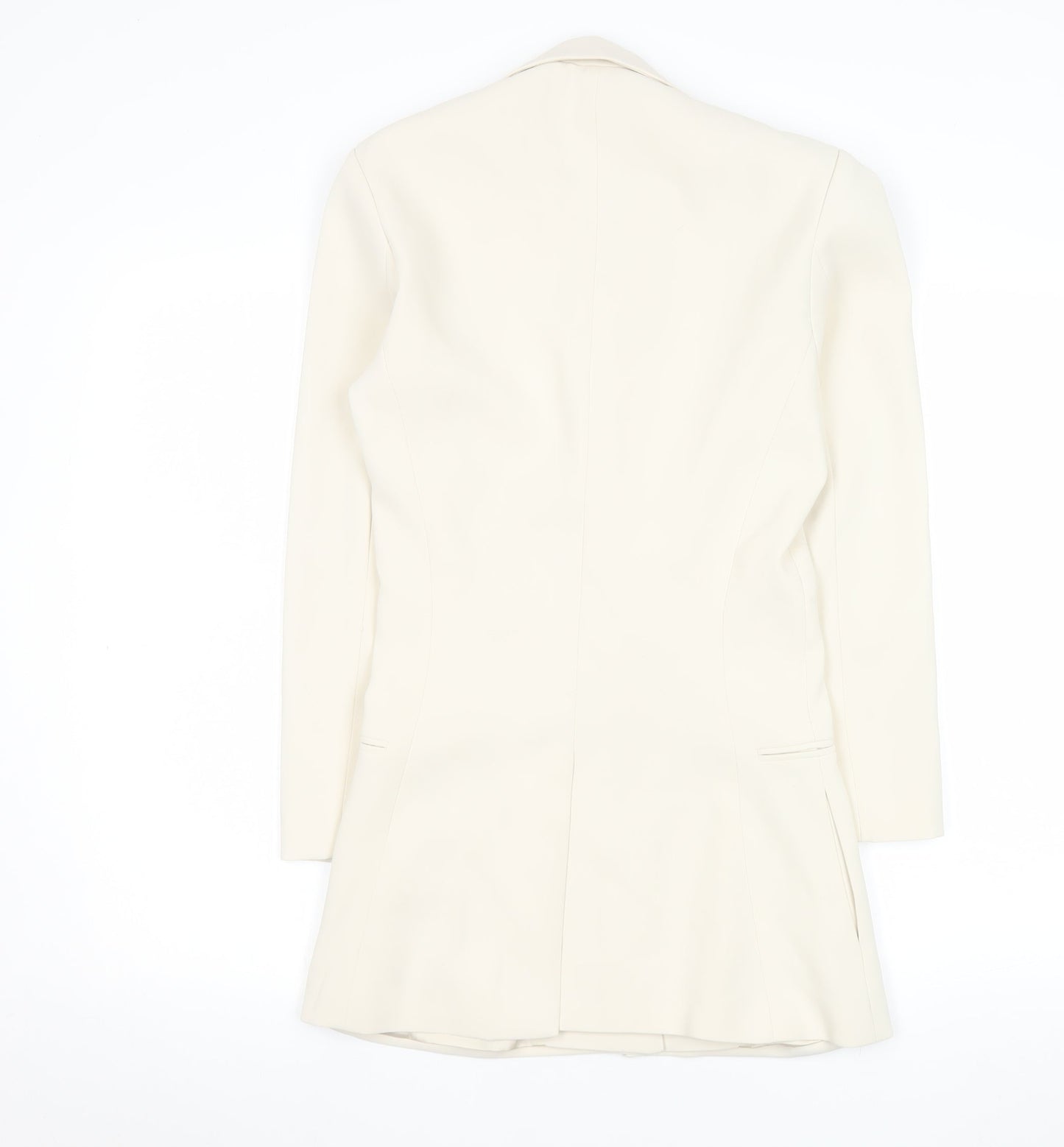 Hi Mavis Women's Ivory Single-Breasted Blazer UK 4 Long Tailored Jacket