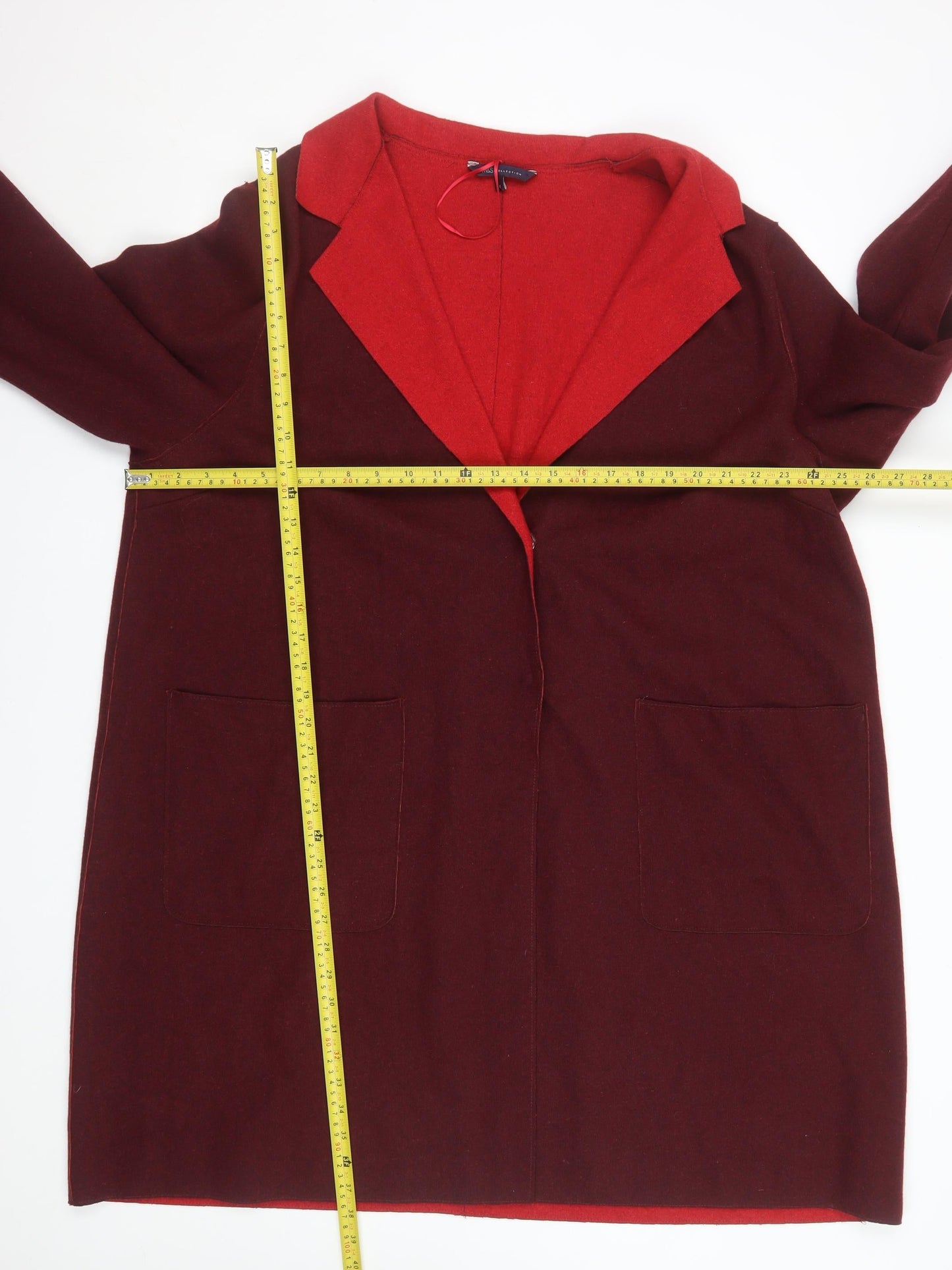 Marks and Spencer Women’s Burgundy Red Wool Blend Long Overcoat Size 24