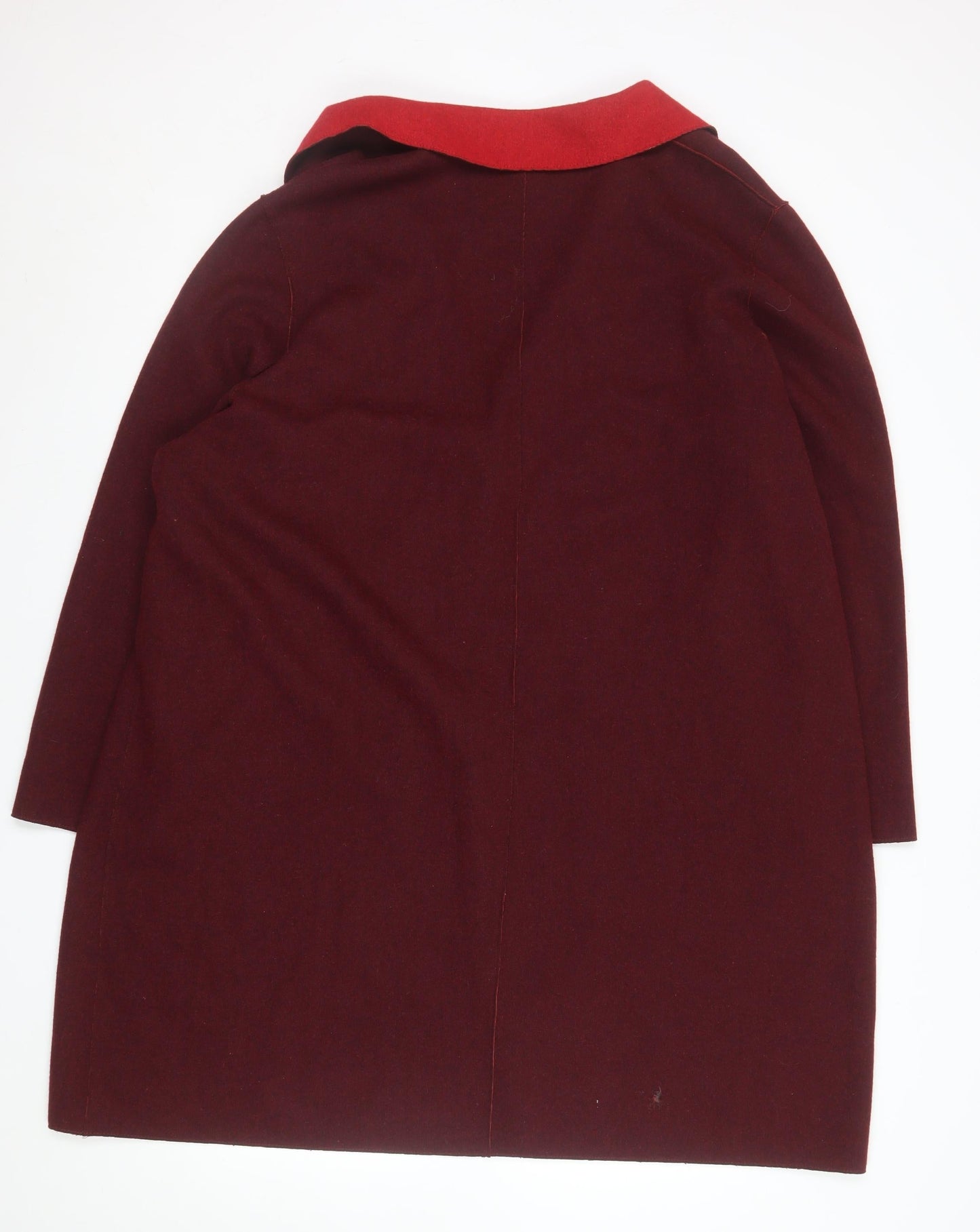 Marks and Spencer Women’s Burgundy Red Wool Blend Long Overcoat Size 24