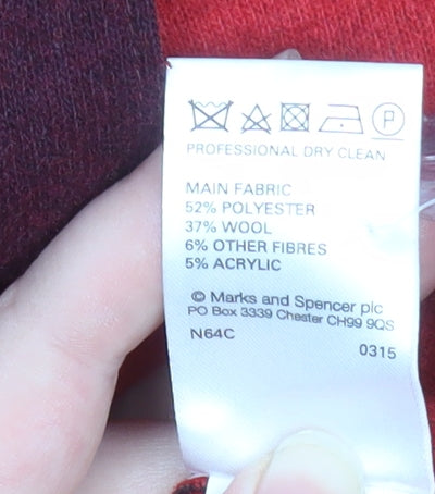 Marks and Spencer Women’s Burgundy Red Wool Blend Long Overcoat Size 24