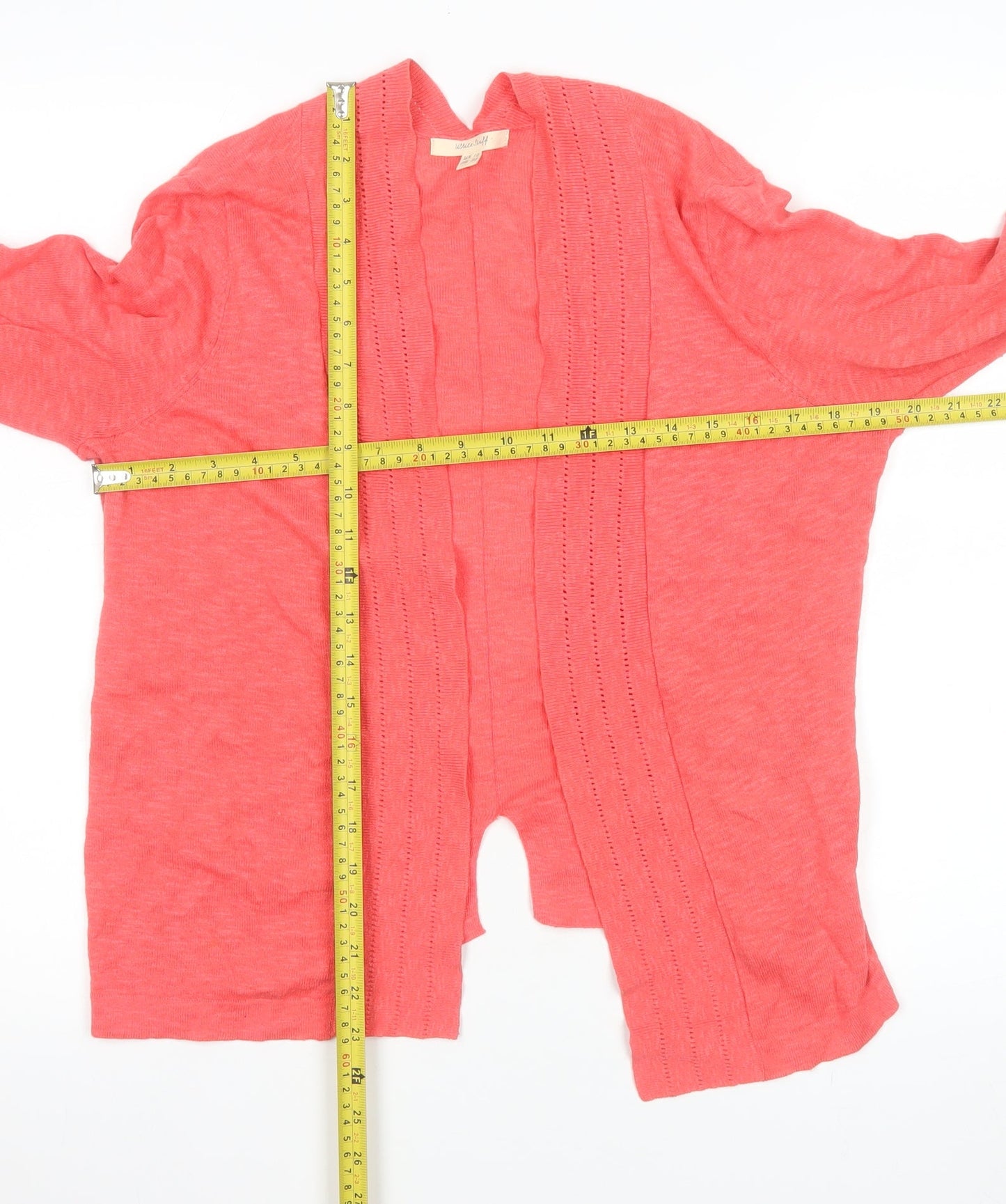 White Stuff Women’s Pink Cotton Linen Long Sleeve Open Cardigan Size 10