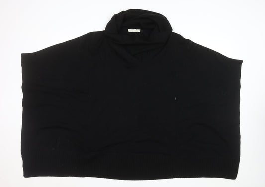 Karen Millen Womens Black Wool Blend Roll Neck Poncho Jumper Size 12