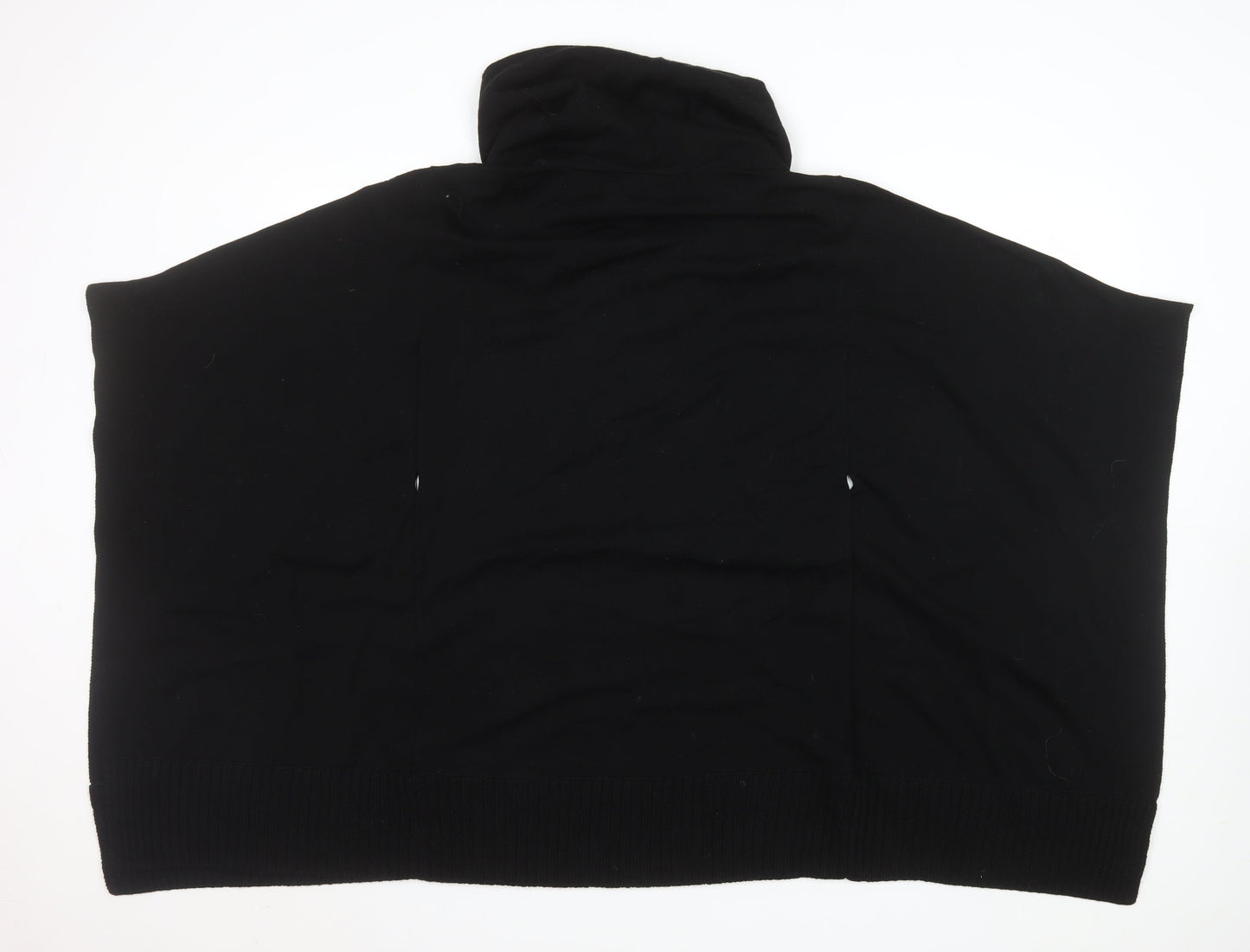 Karen Millen Womens Black Wool Blend Roll Neck Poncho Jumper Size 12