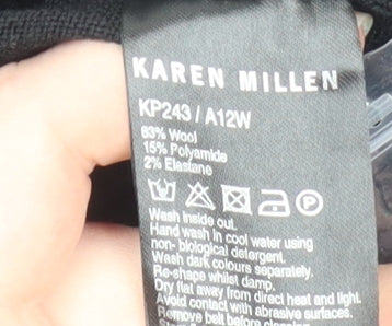 Karen Millen Womens Black Wool Blend Roll Neck Poncho Jumper Size 12