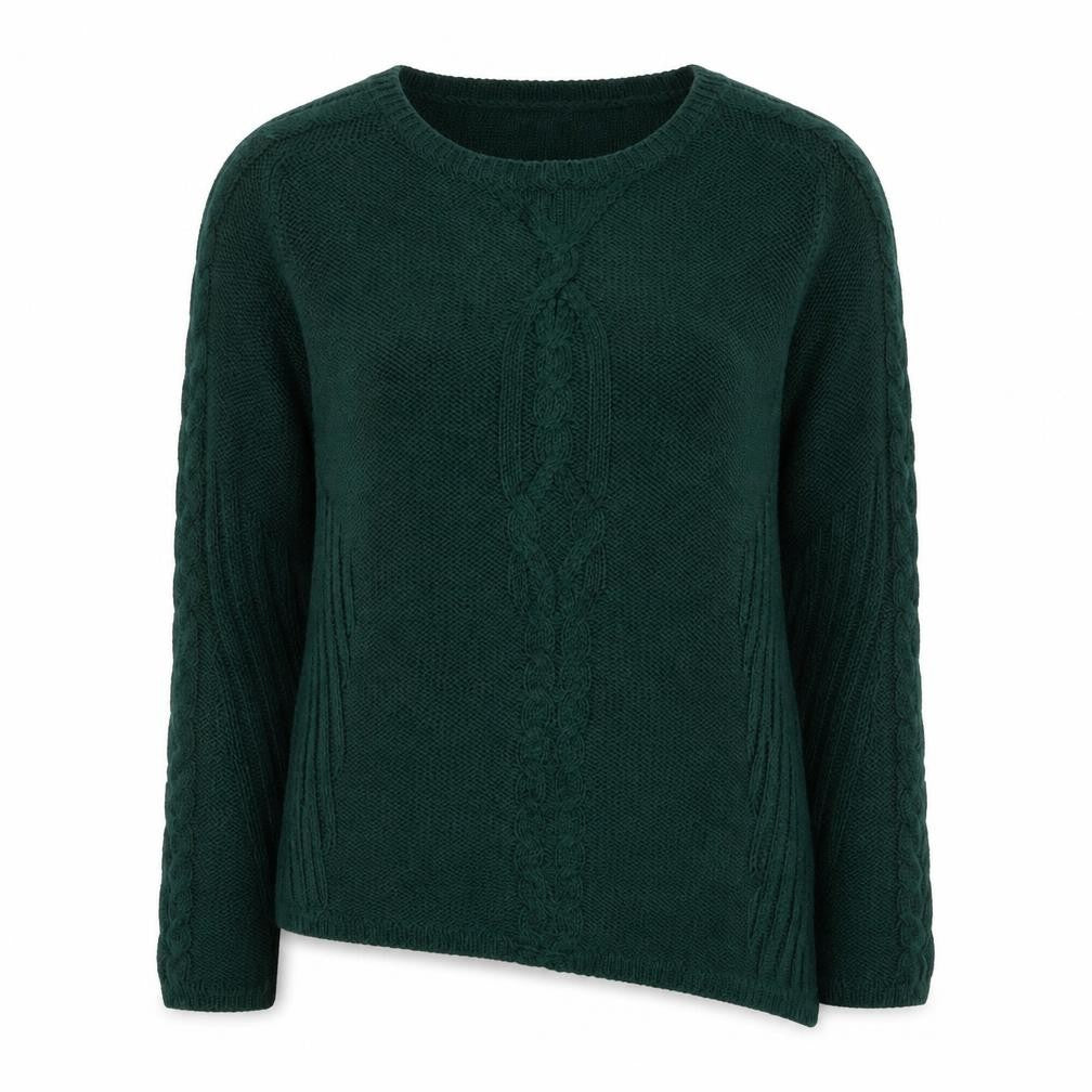 Zara Women Green Cable-Knit Long Sleeve Pullover Jumper Size L