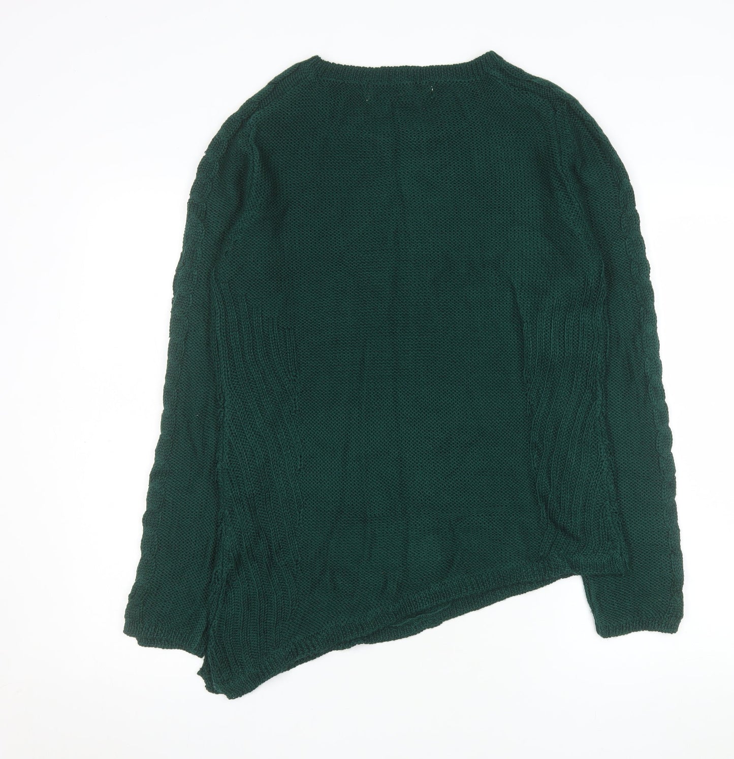 Zara Women Green Cable-Knit Long Sleeve Pullover Jumper Size L