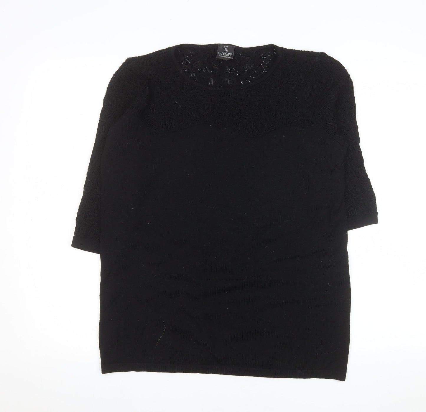 Madeleine Women's Black 3/4 Sleeve Wool Knit Blouse Size M