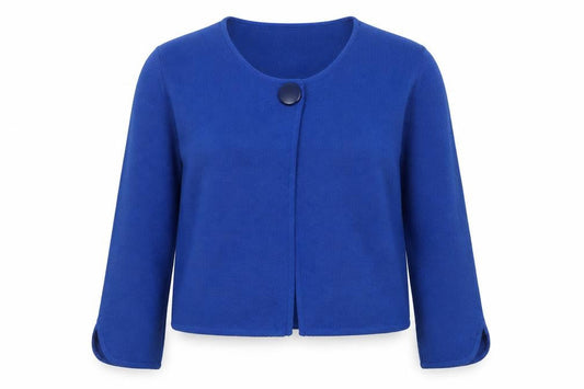 Monsoon Women Blue Size 16 Wool Blend Round Neck Cardigan
