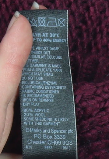 Marks and Spencer Women’s Red Cable Knit Crew Neck Jumper Size 10