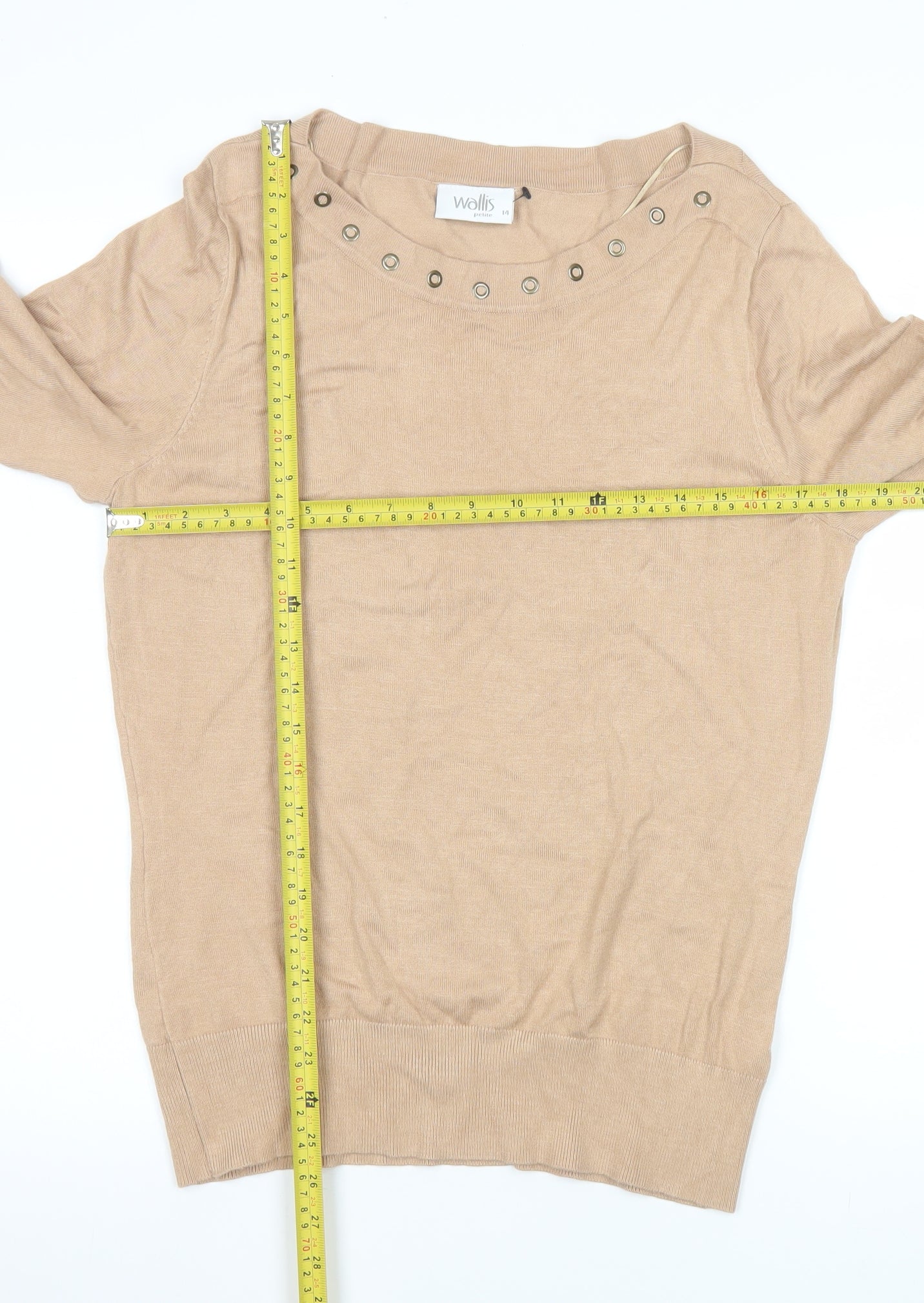 Wallis Women’s Beige Petite 14 3/4 Sleeve Knit Blouse