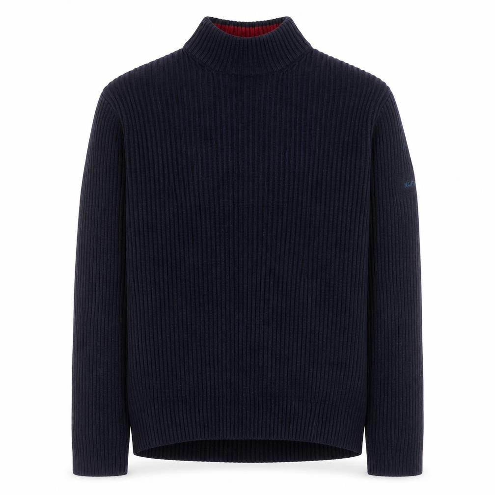 Nautica Men's Blue Cotton Mock Neck Chunky Knit Pullover Jumper Size M