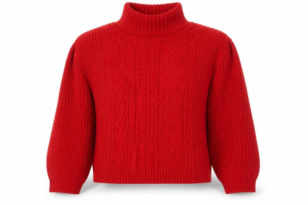 Jacamo Unisex Red Roll Neck Cable Knit Jumper XL