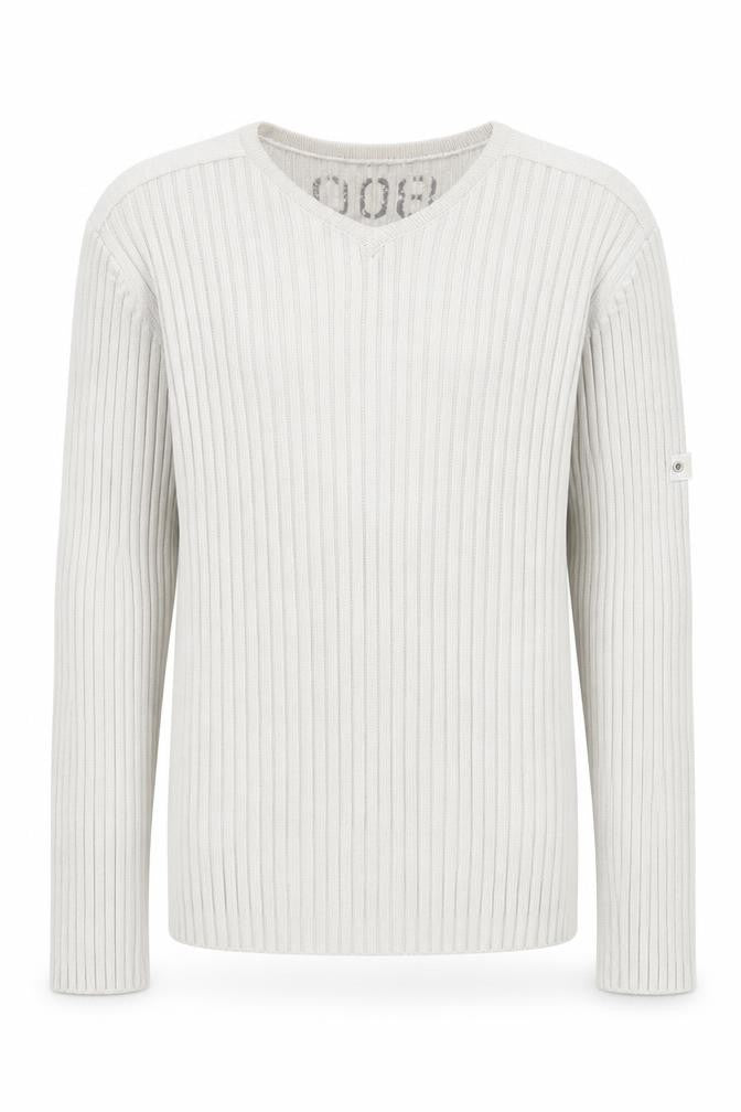 Next Men's Beige Cotton Ribbed V-Neck Jumper Size M