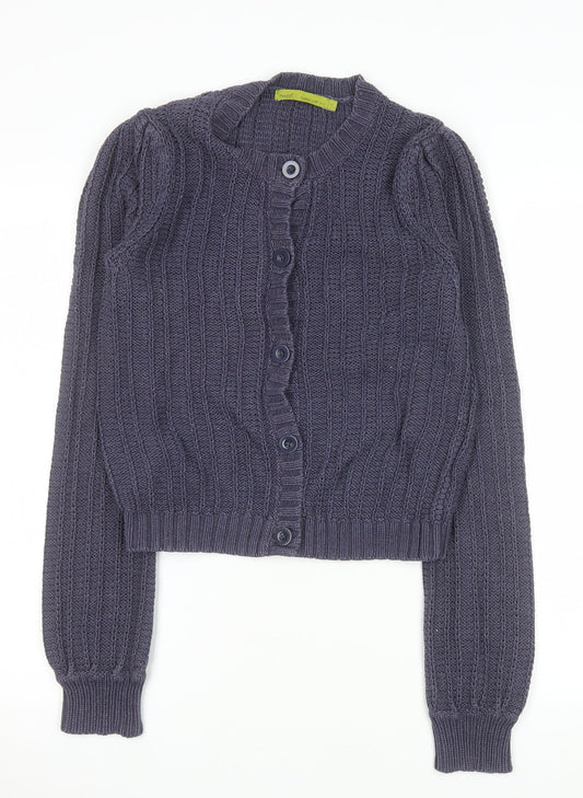 Next Women Grey Cotton Blend Button Cardigan Size 10