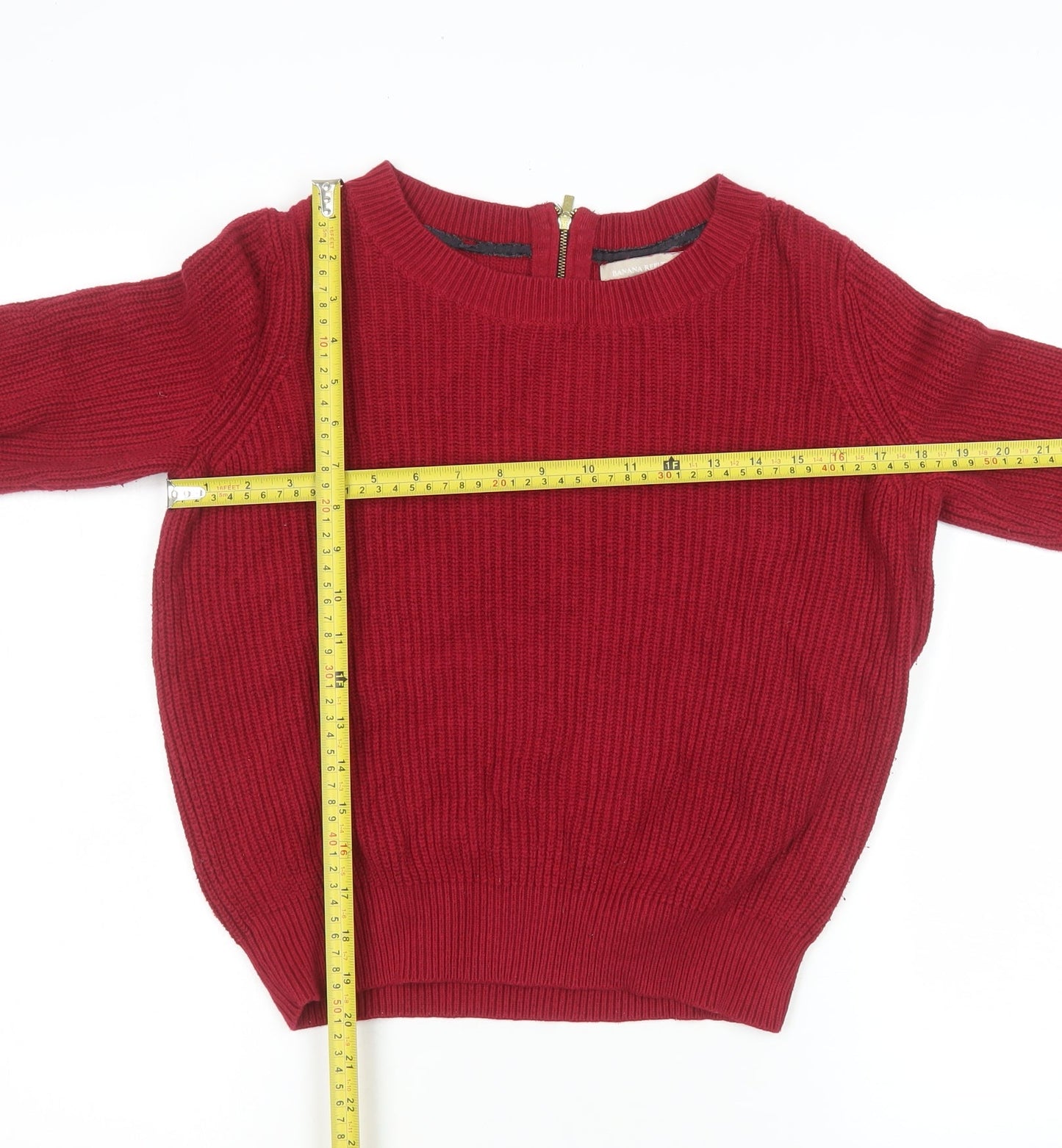 Banana Republic Womens Red Knit Crew Neck Jumper Size S