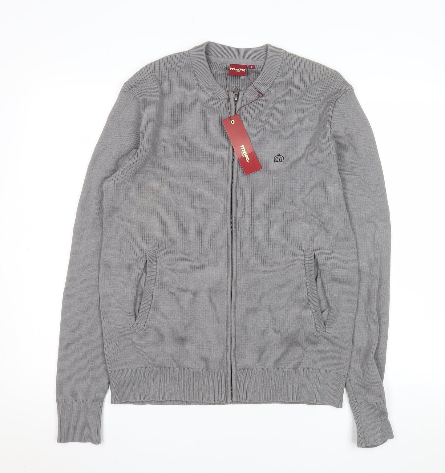 Merc London Men's Grey Small Cotton Zip Jacket - Casual Lightweight Style