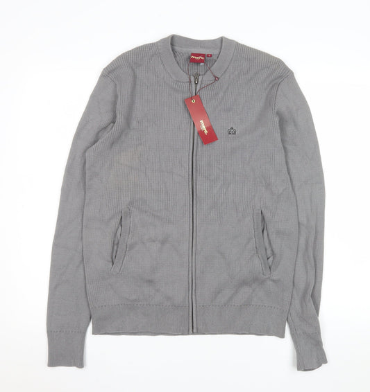 Merc London Men's Grey Small Cotton Zip Jacket - Casual Lightweight Style