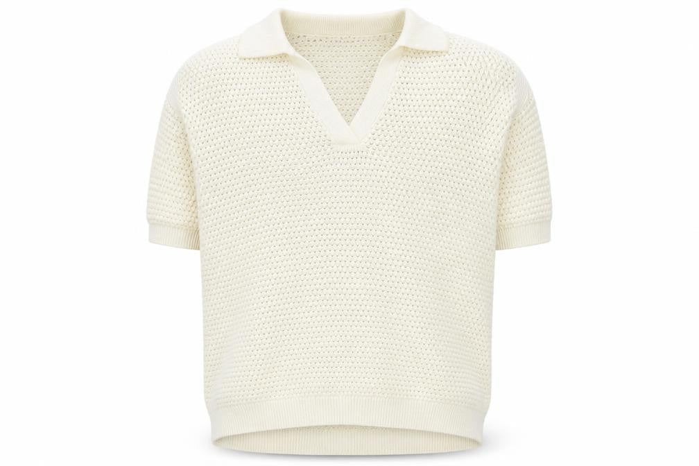 Marks & Spencer Men's Ivory Cotton V-Neck Short Sleeve Knit Jumper M