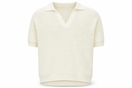 Marks & Spencer Men's Ivory Cotton V-Neck Short Sleeve Knit Jumper M