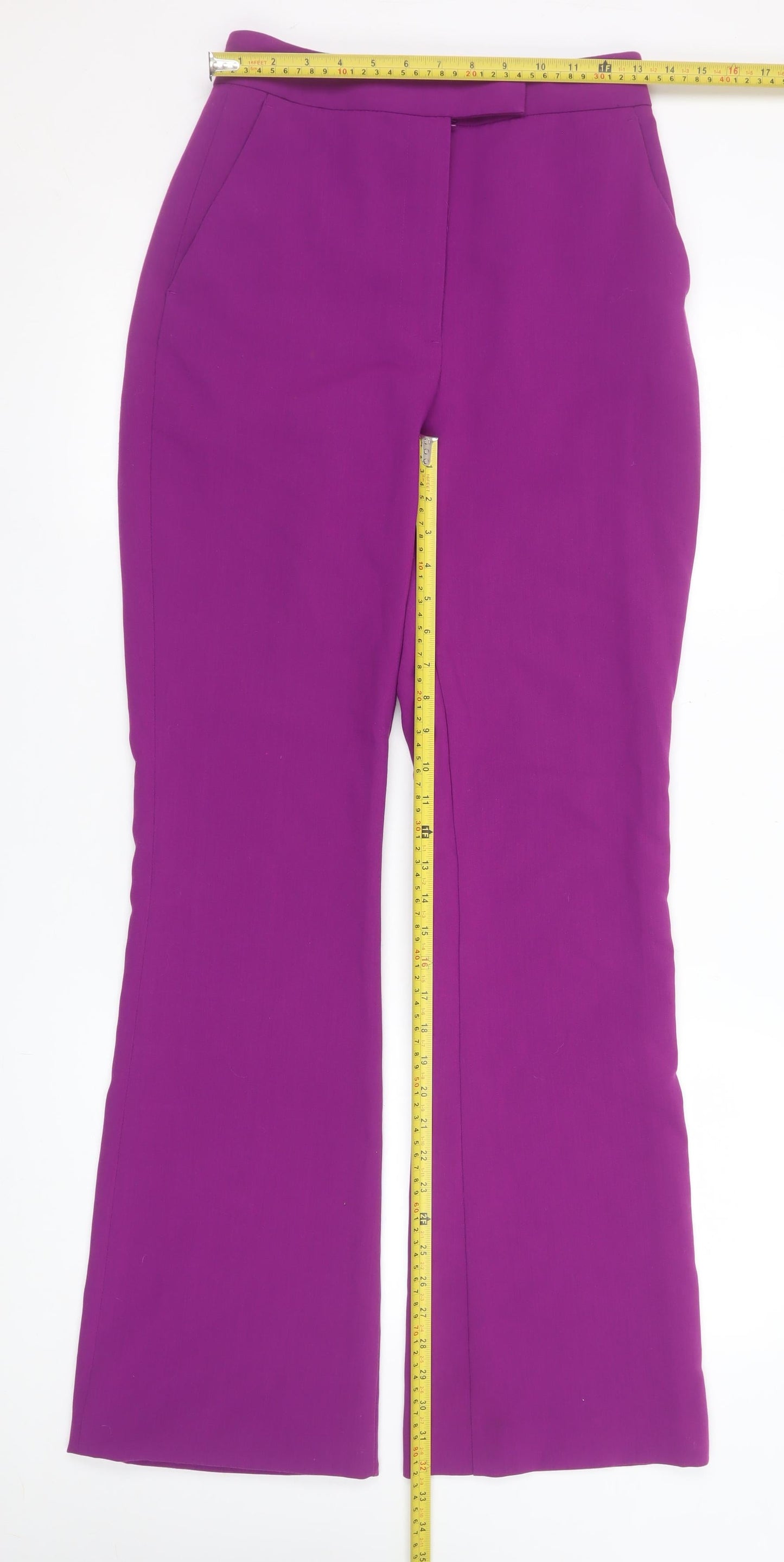 ZARA Women Purple Flared Stretch Trousers Size S