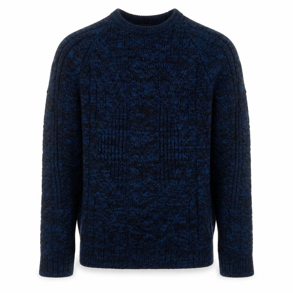 Cedarwood State Men's Blue Cable Knit Crew Neck Jumper Size S