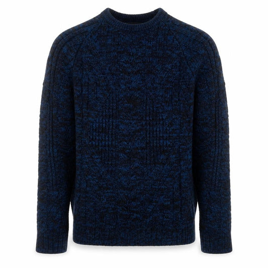 Cedarwood State Men's Blue Cable Knit Crew Neck Jumper Size S
