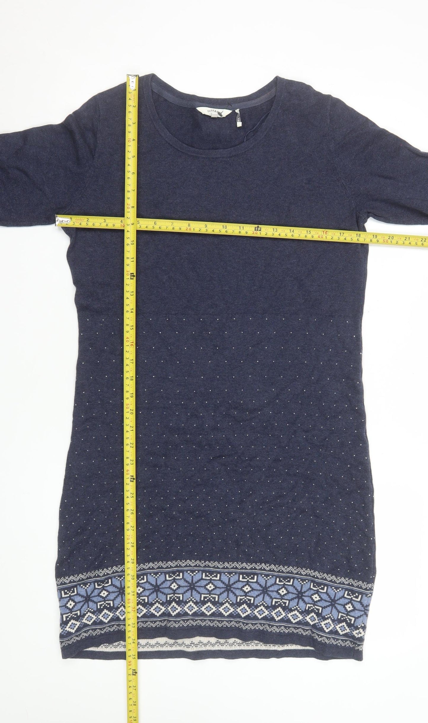 FatFace Women's Blue Cotton Knit Shift Dress Size 12