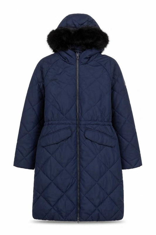 Regatta Womens Blue Quilted Long Puffer Coat UK 8 Hooded Winter Jacket