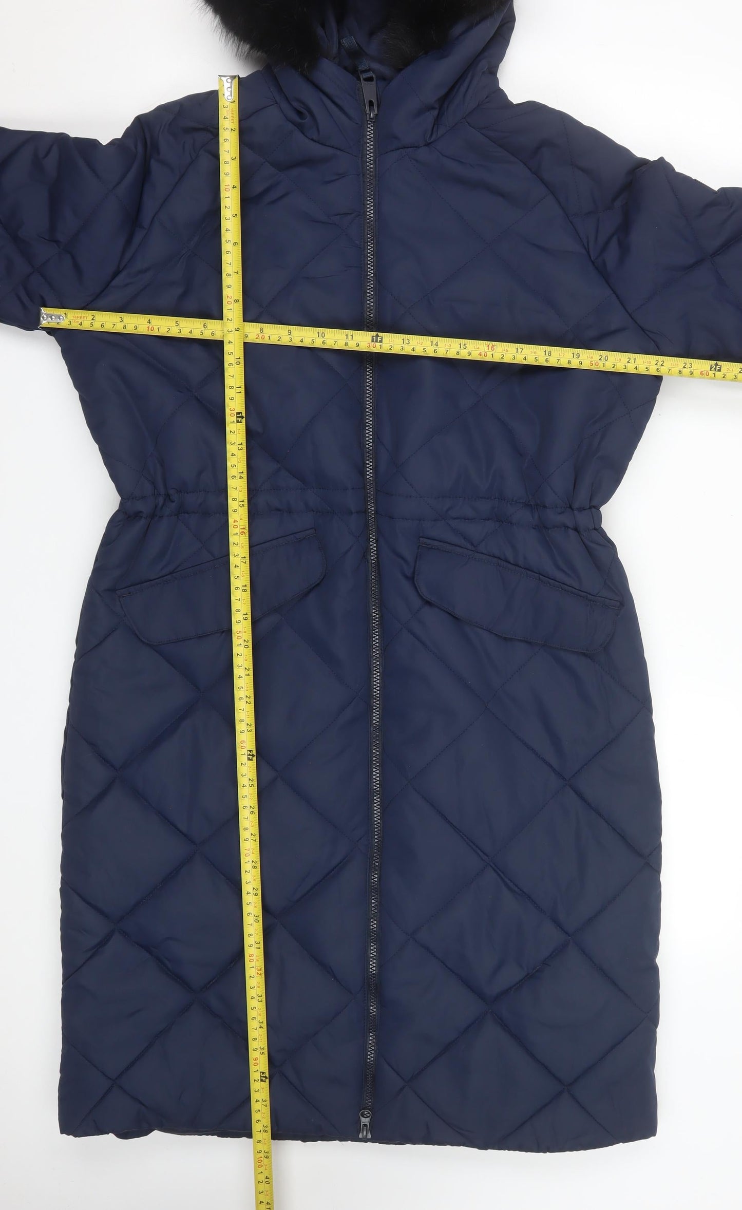 Regatta Womens Blue Quilted Long Puffer Coat UK 8 Hooded Winter Jacket