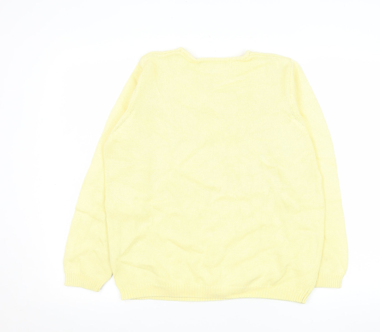 Isle Womens Yellow Cotton Crew Neck Pullover Jumper M 14-16